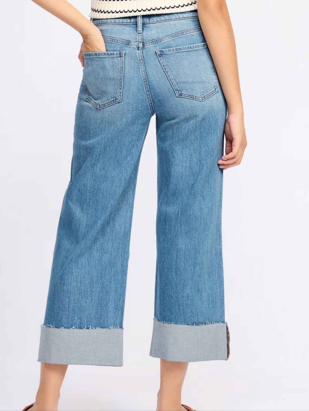 High-Rise Wide-Leg Cropped Jeans in Light Wash Blue - Picture 2 of 2